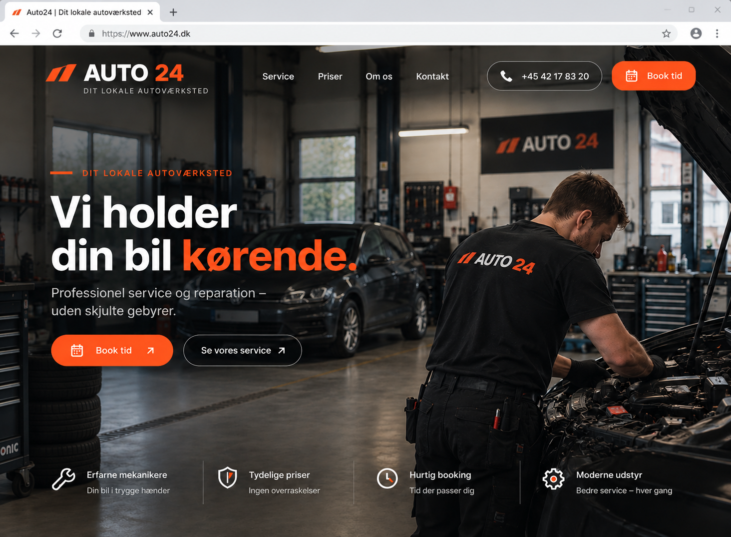 Auto 24 - webdesignkoncept for autoværksted